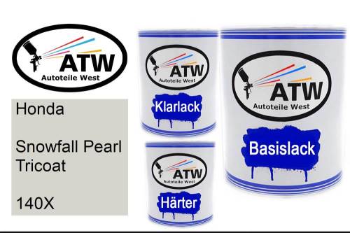 Honda, Snowfall Pearl Tricoat, 140X: 1L Lackdose + 1L Klarlack + 500ml Härter - Set, von ATW Autoteile West.